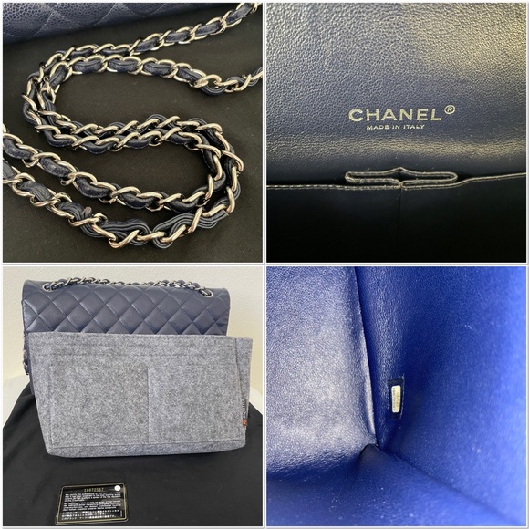 Sold Chanel Navy Caviar Maxi Double Flap bag - Picture 15 of 15